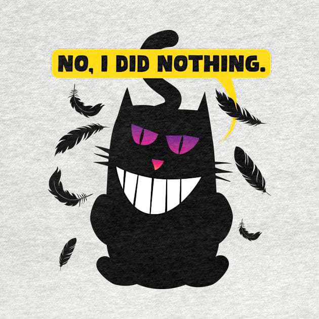 No, I did nothing. Funny comic illustration of a sneaky cat. by MrPila